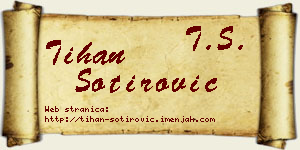 Tihan Sotirović vizit kartica
